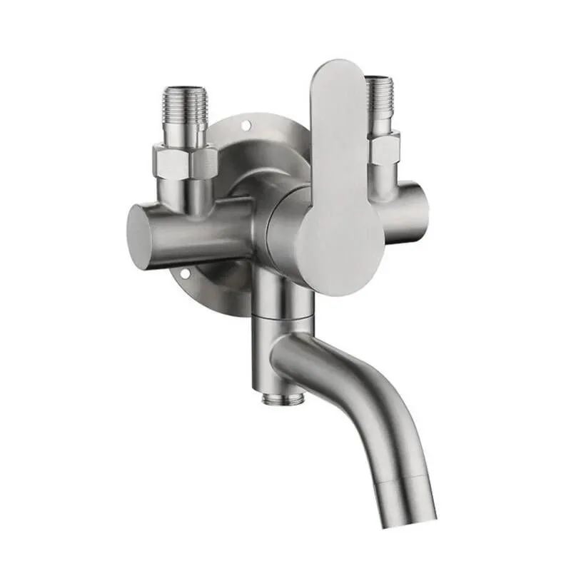 304 Stainless Steel Brushed Bathtub Wall Mount Cold Hot Water Mixer