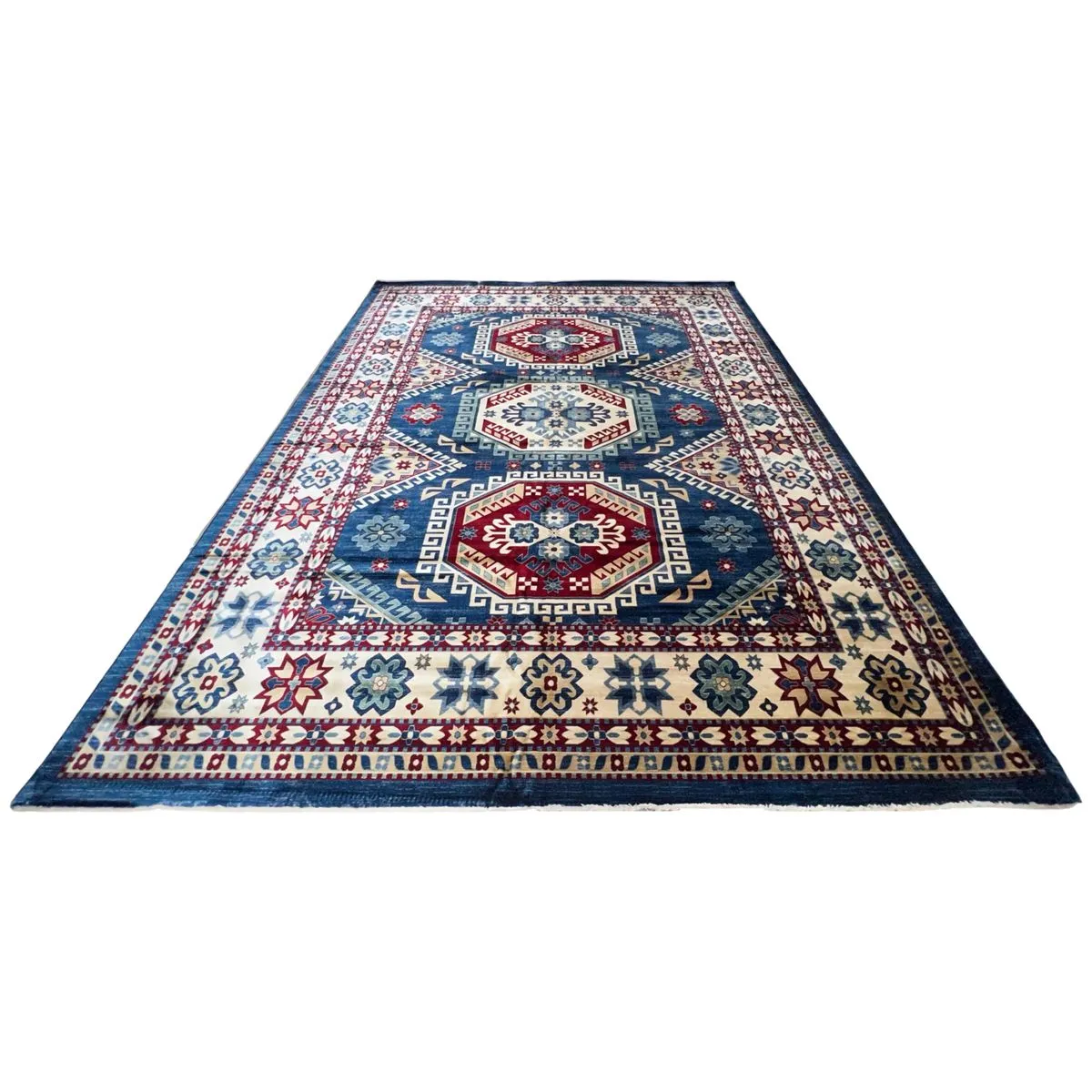 Royal Rugs Beautiful Kazak Hall Size Area Rug - 400 x 300 cm - Blue