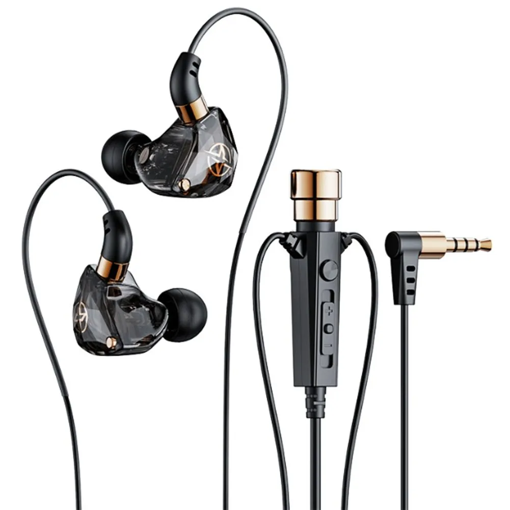 Hifi Wired Headphones With Microphone For Sports(Black)