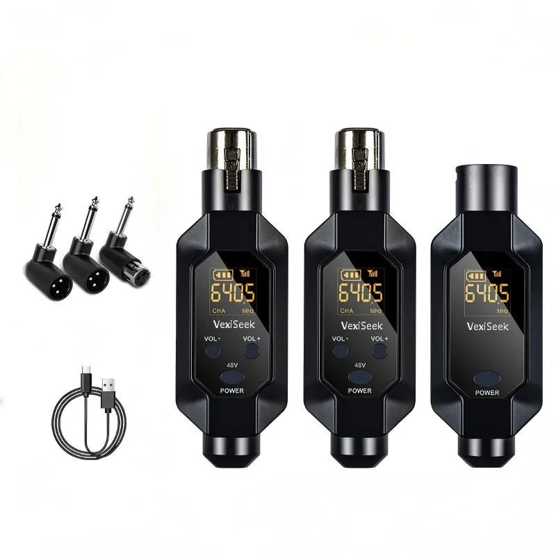 UHF Wireless XLR Transmitter & Receiver, Dynamic Microphone Adapter