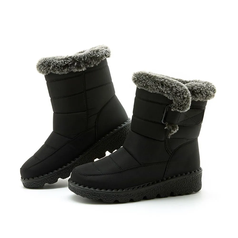 Women's Thick-Sole Winter Snow Boots with Faux Fur