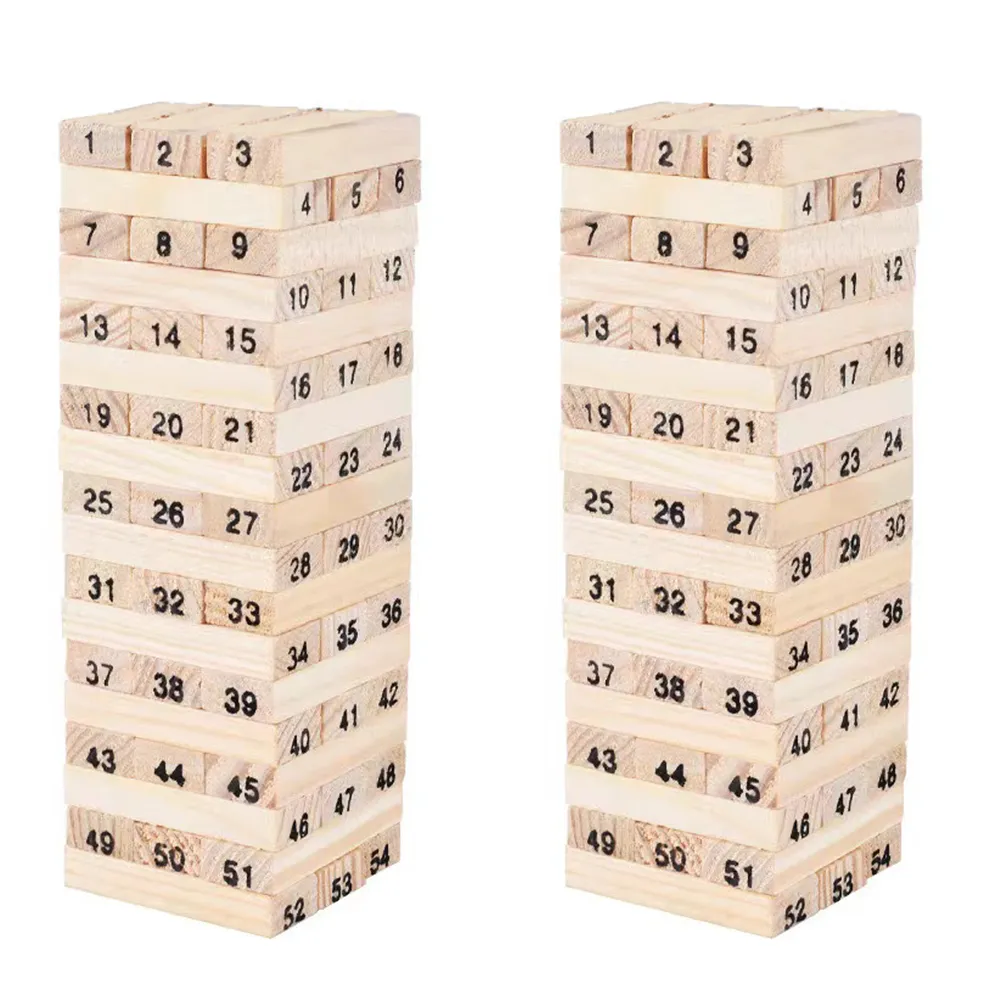 Wooden Tower Stacking Game (54 Pieces) - Set of 2