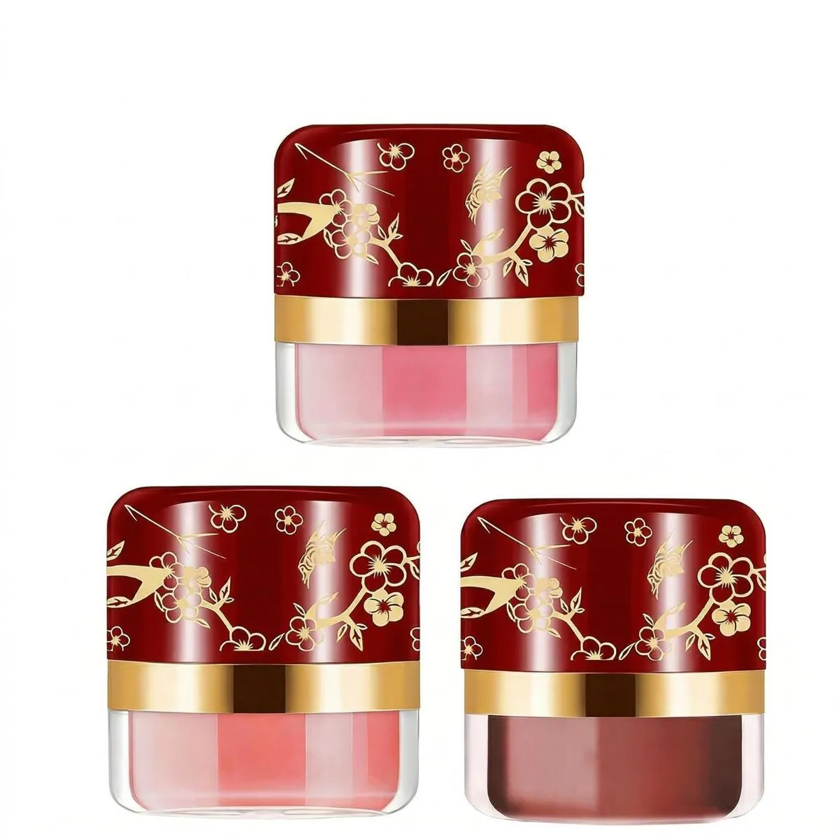 3-Piece "Lazy" Blush Set - Mineral Loose Powder with Integrated Puffs