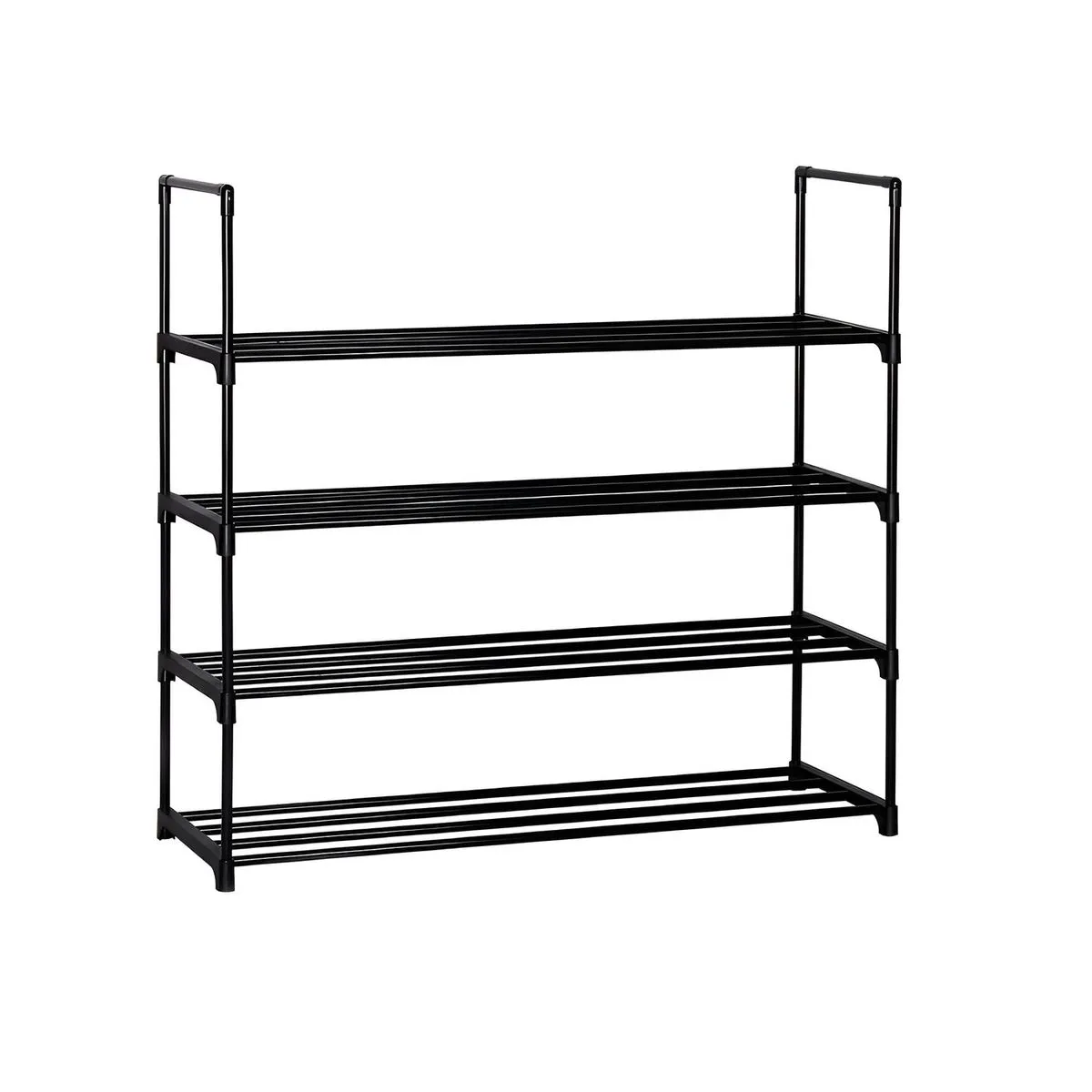 4 Tier Metal Expandable & Stackable Shoe Storage Rack for 20 Pairs - Black
