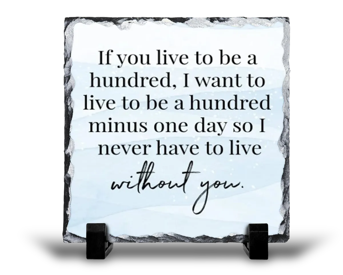 Live Without You Boyfriend Girlfriend Anniversary Valentine Gift Rock Slate