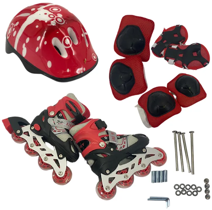 Inline Speed Roller Skates with 6 Piece Protective Gear And Helmet