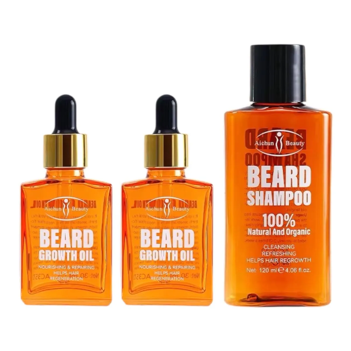 Pack of 3- Aichun Beauty Beard Growth Oil 30ml & Beard Shampoo 120ml