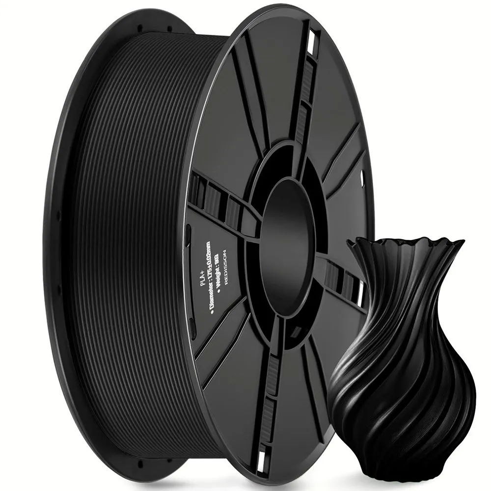 Redisson PLA+ Filament 1.75mm - 3D Printer Filament 1kg (2.2lbs) Spool - Black