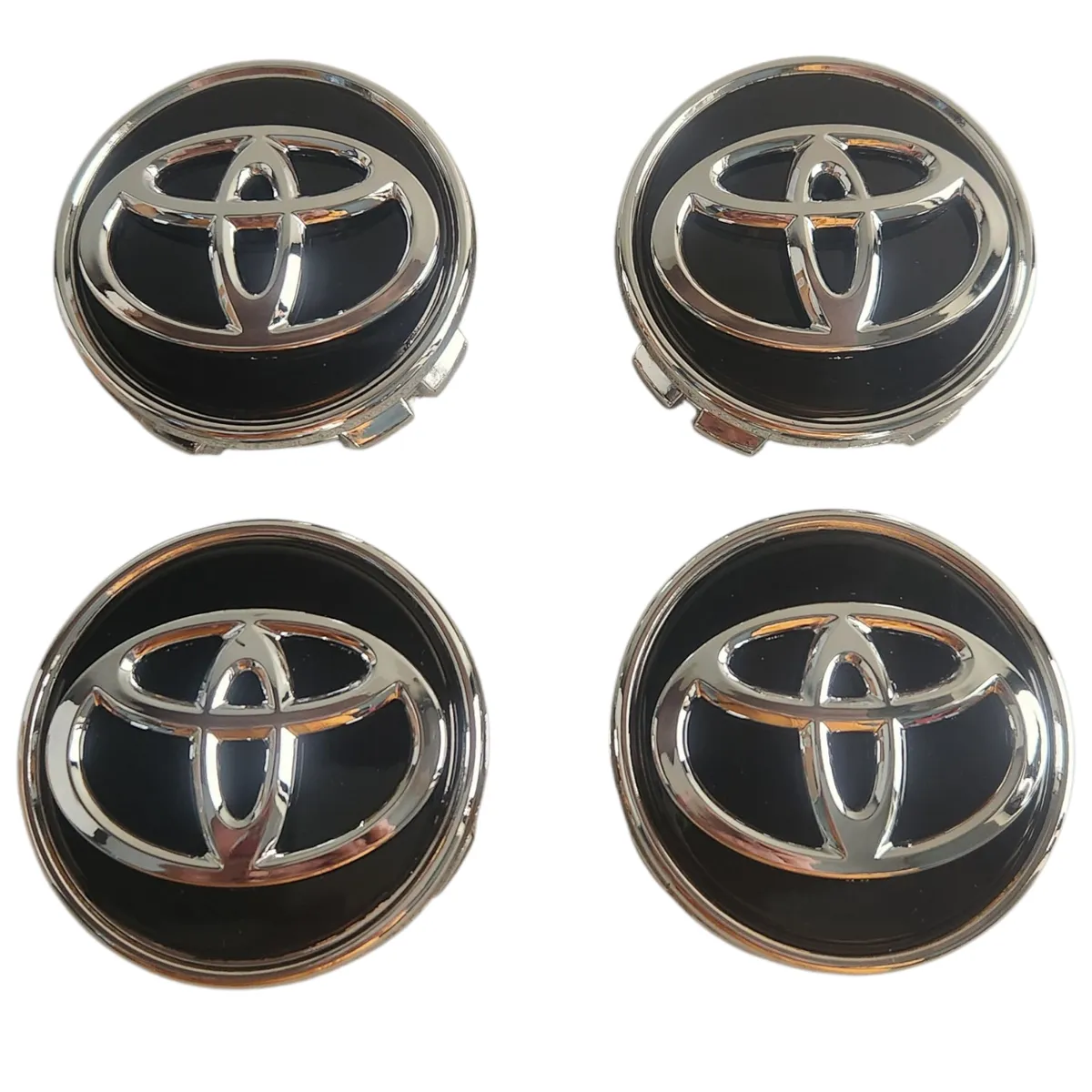 Centre Caps-62mm - Black/Silver - Compatible with Toyota