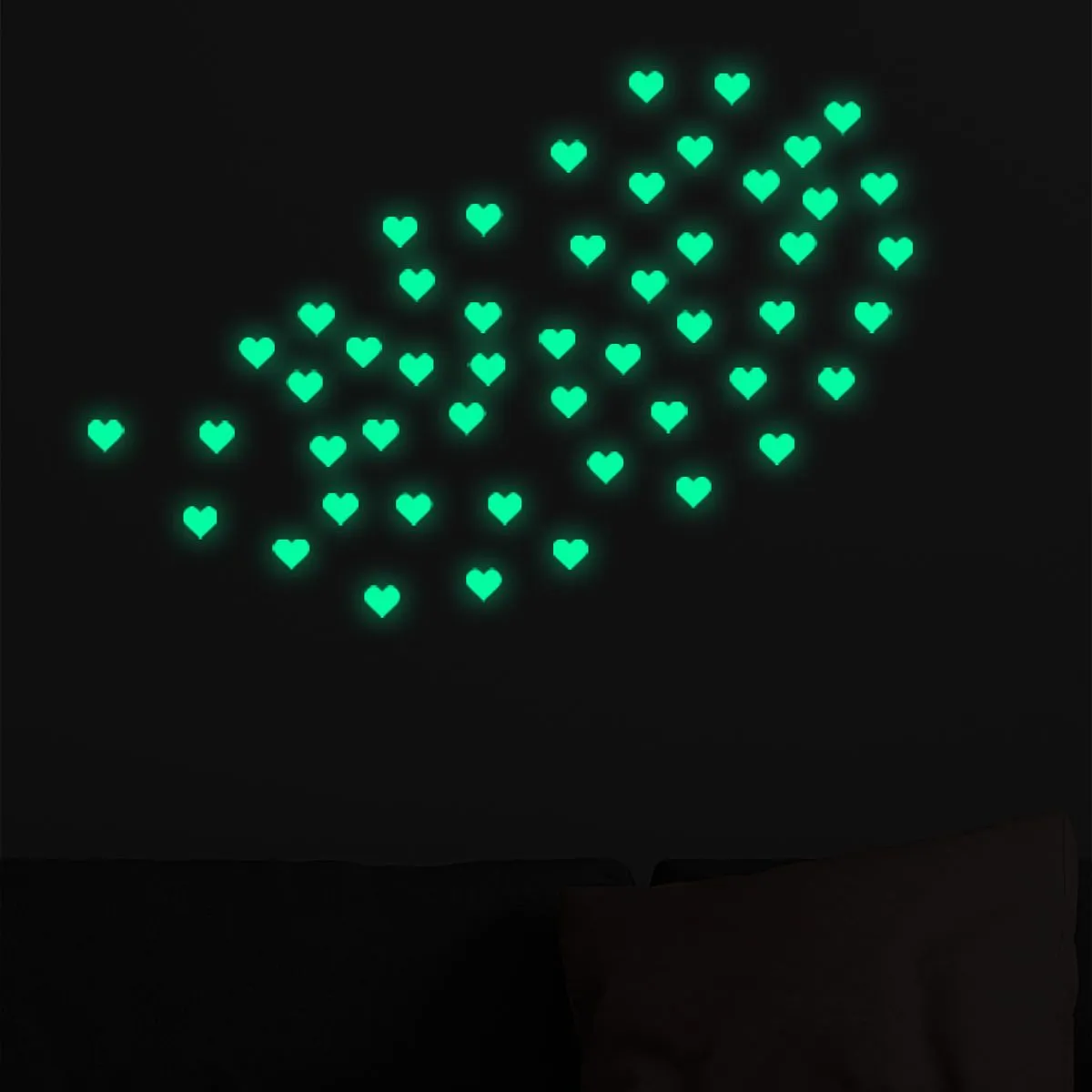 50pcs Heart Luminous Glow In The Dark Wall Decals DIY Ceiling Sticker Home