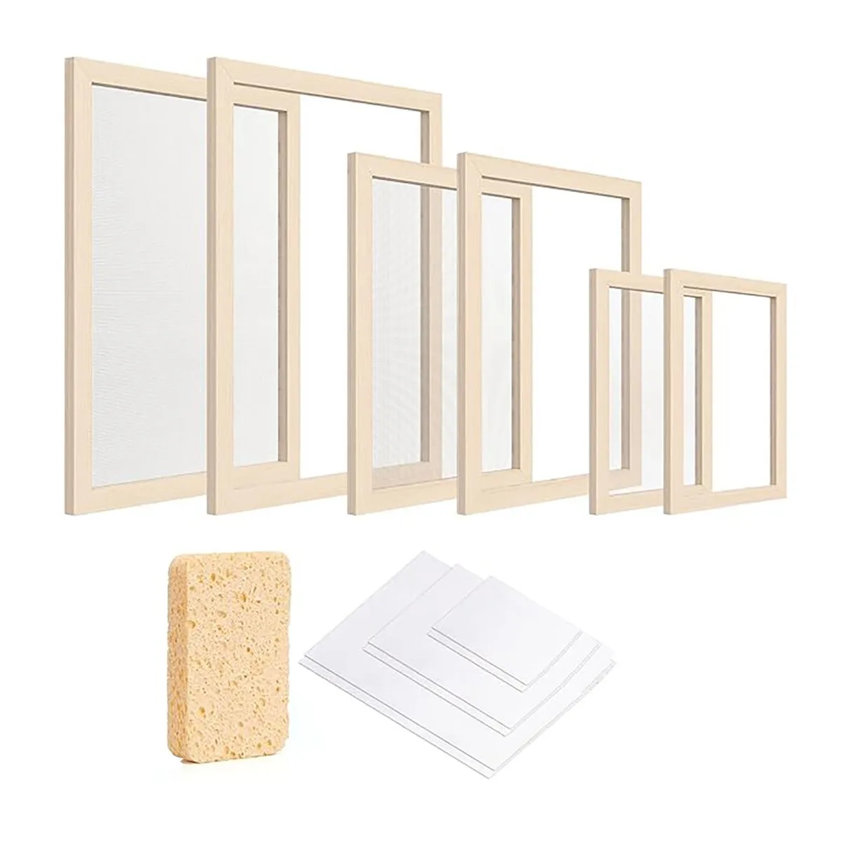 6 Pieces Paper Making Frame Kit Paper Making Screen Frame Mould With Mesh