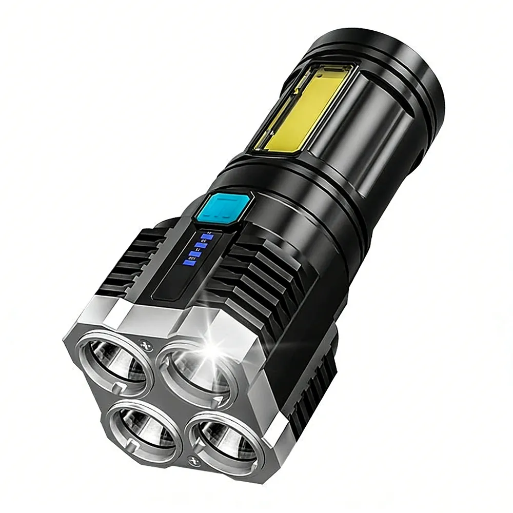 4 LED Rechargeable Flashlight High Lumens Super Bright Long Range Torch
