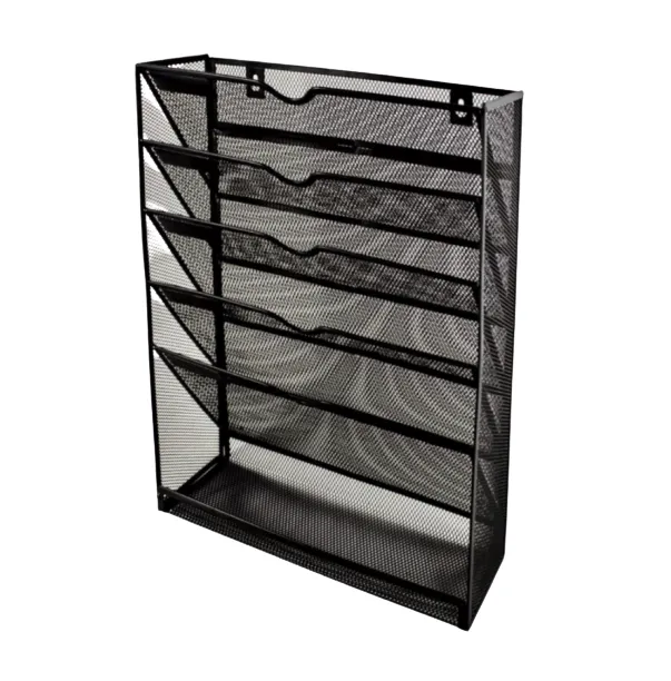 SDS M740 Wire Mesh Wall File Organizer Document Storage Compartments - Black