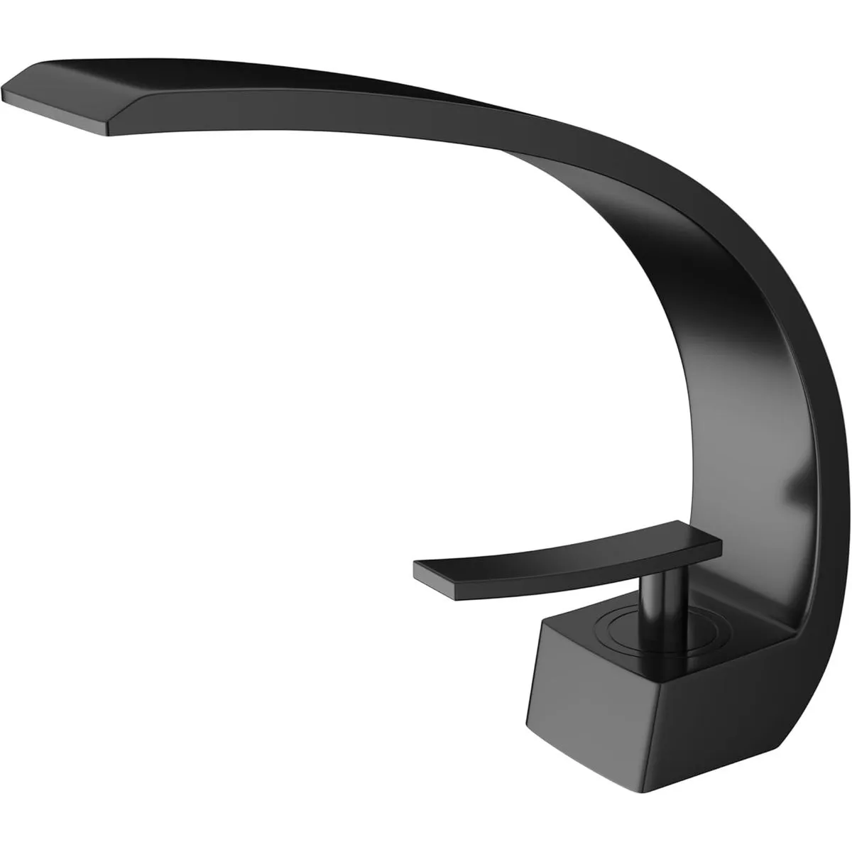 Sink Faucet Lavatory Basin Mixer Tap One Hole Curved Spout Faucet with Hose - Black