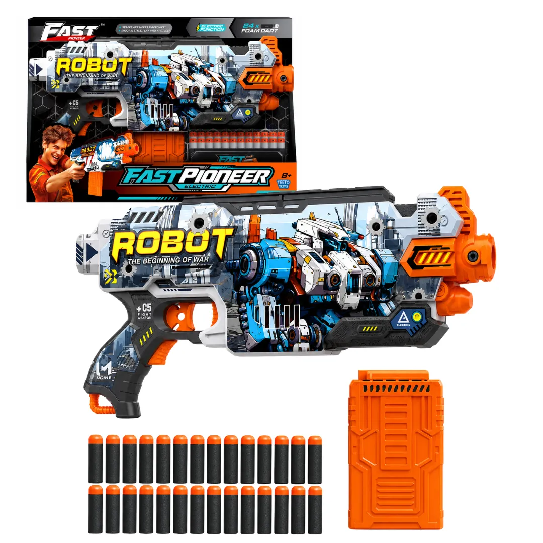TEETO TOYS Electric Foam Dart Magazine Blaster with 24 Foam Darts
