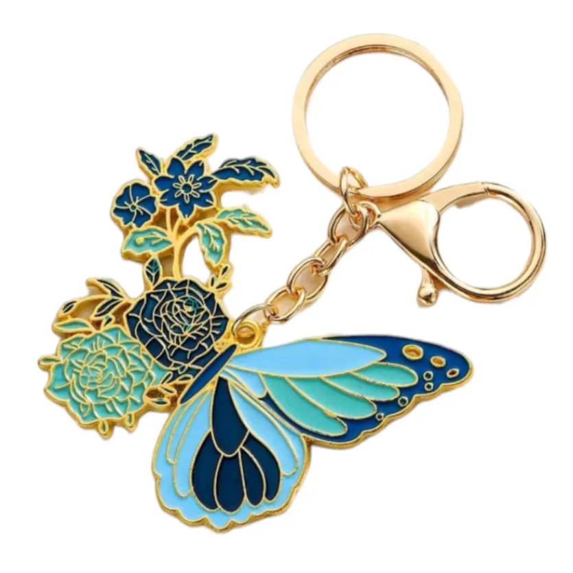 Pretty Prints Hollow Butterfly Key Chain/ Key Ring - Blue