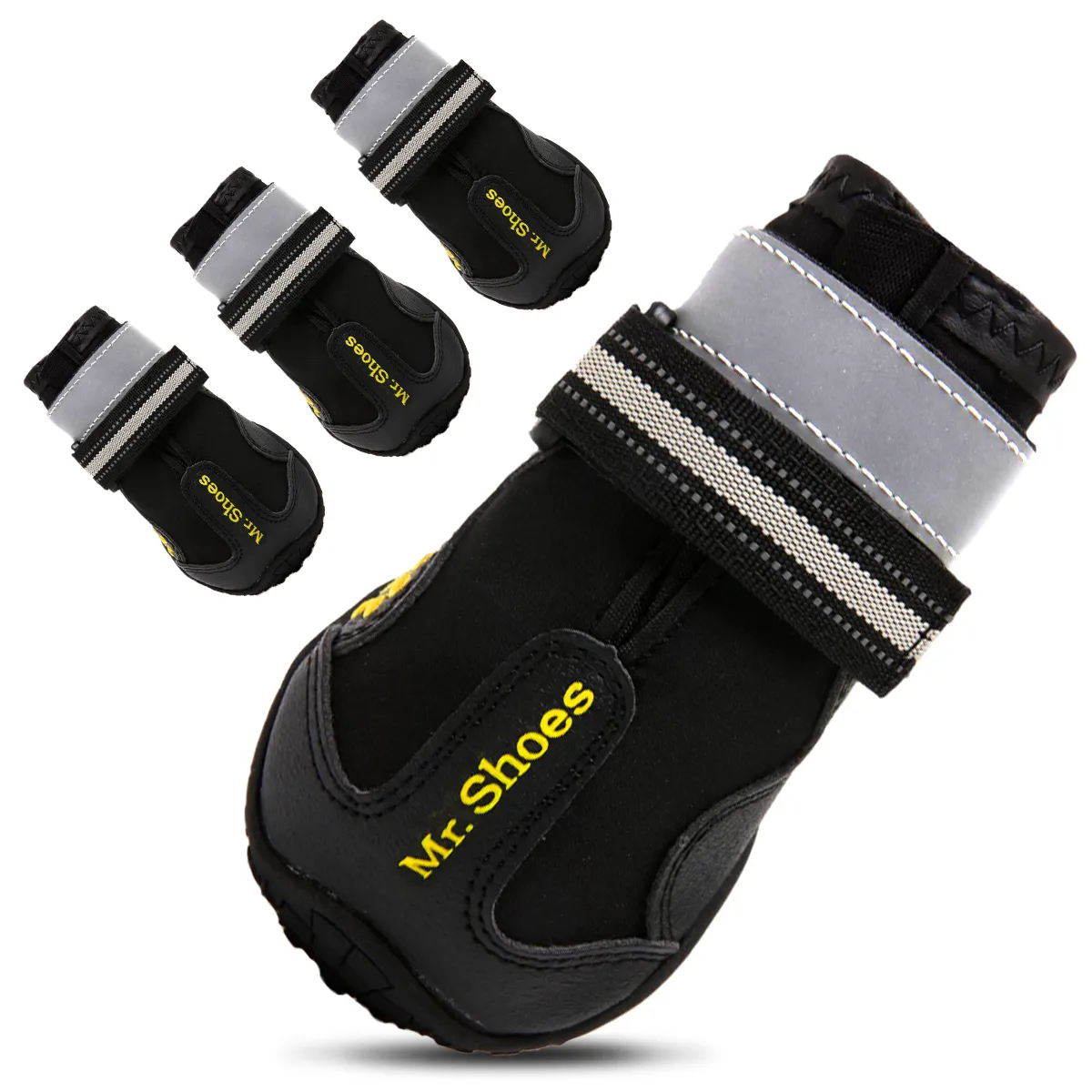 TopikaPet-Waterproof Dog Shoes, Reflective Straps, Anti-Slip Rubber Sole - Black: Size 3-Inner Widt…