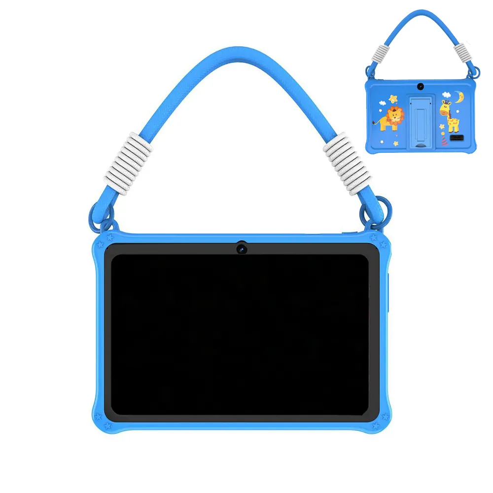 7" Kids Tablet Android Parental Control 4GB RAM 32GB Kid-Proof Case Lanyard - Blue