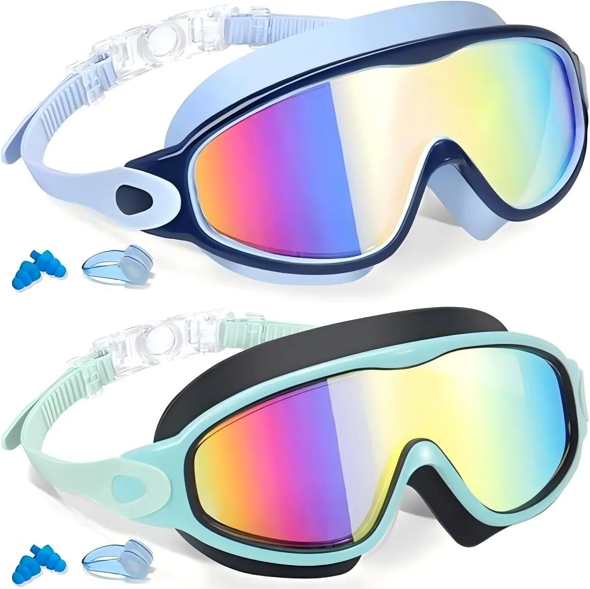 2PCS Kids Swim Goggles, UV Protection Anti-Fog Pool Water Swimming Goggles