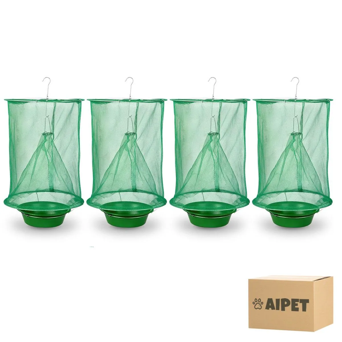 AIPET 4 Pack Reusable Reinforced Mesh Hanging Trap Foldable Fly Cage