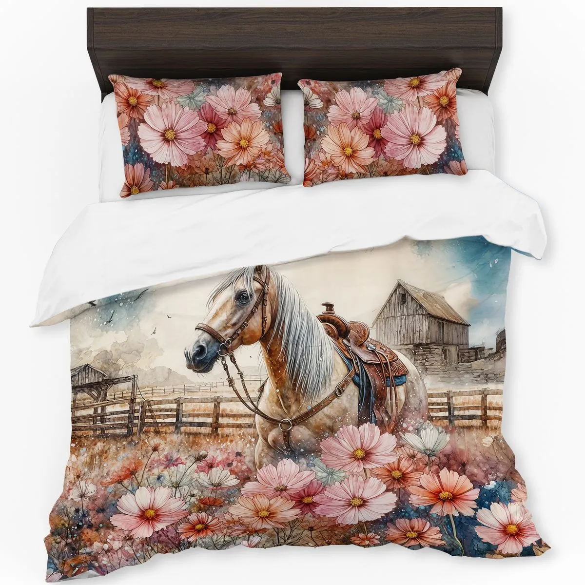 Rustic Farmstead Horse Duvet Cover Set