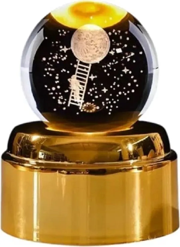 3D Rotating Crystal Ball LED Night Light - Galaxy Astronaut (8cm)