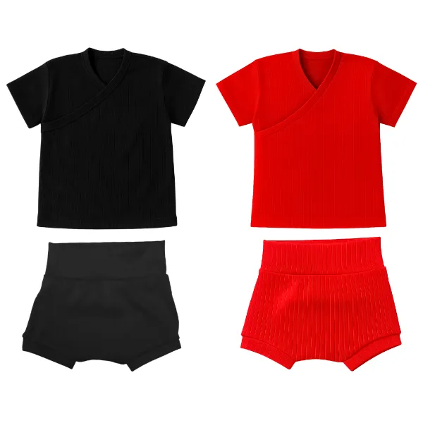 Baby/Toddler-Easy Over Summer Shirt and Harem Nappy Cover-Black/Red