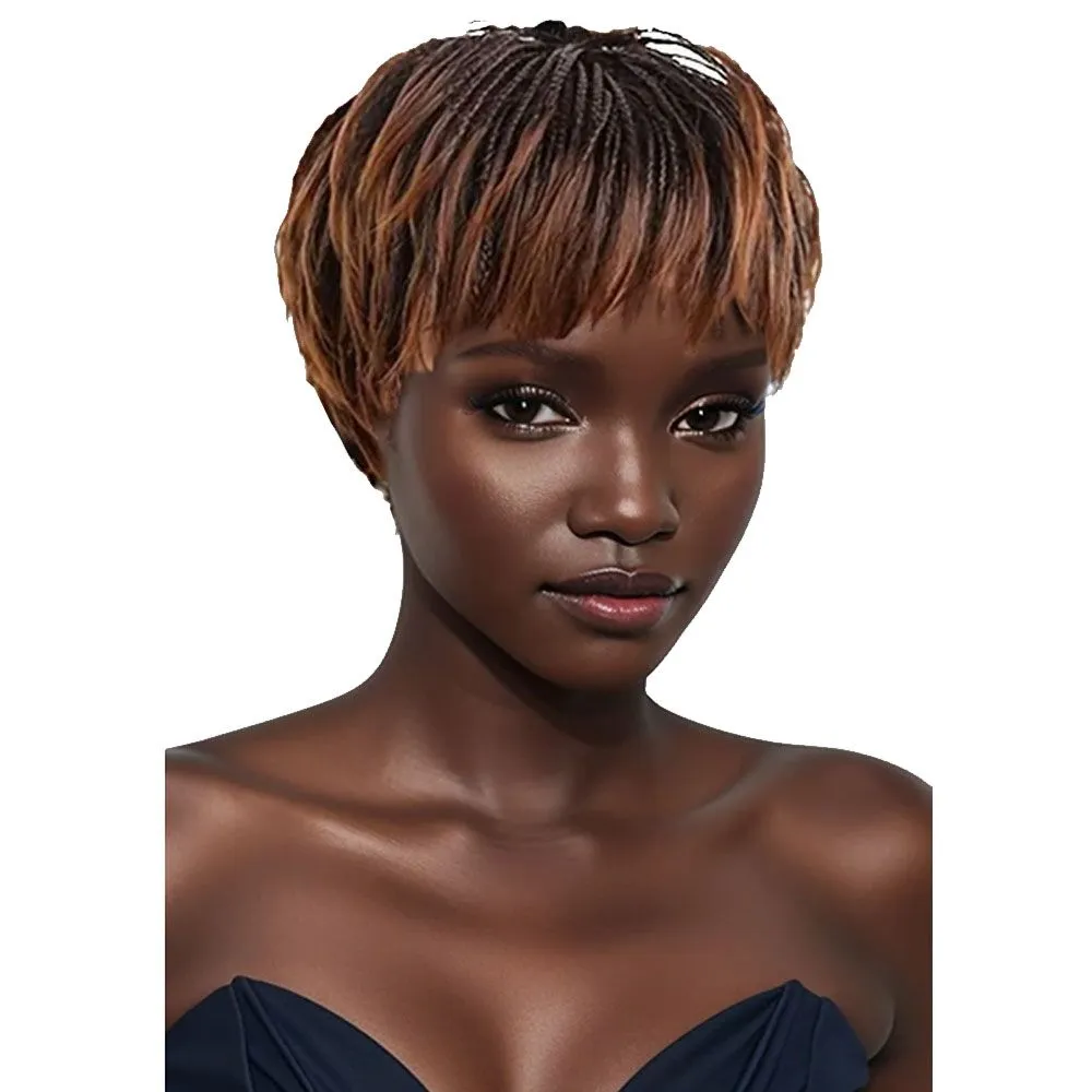 Women Short Bob Wigs, Braided Wigs with Bangs, Synthetic Wigs for Everyday
