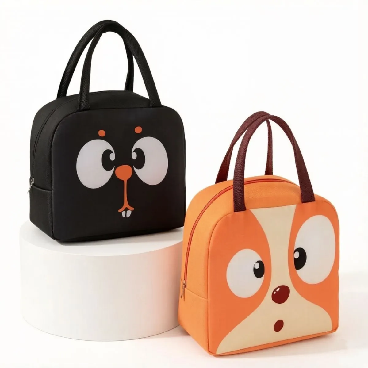 2 Pcs Lunch Box Bags, Cute Cartoon Cooler Lunch Tote Bag, Lunchbox for Kids