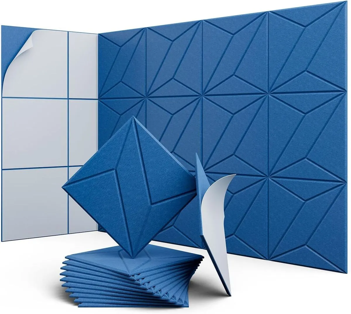 12 Pack Blue Acoustic Panels for Wall Sound Absorbing, Self-Adhesive