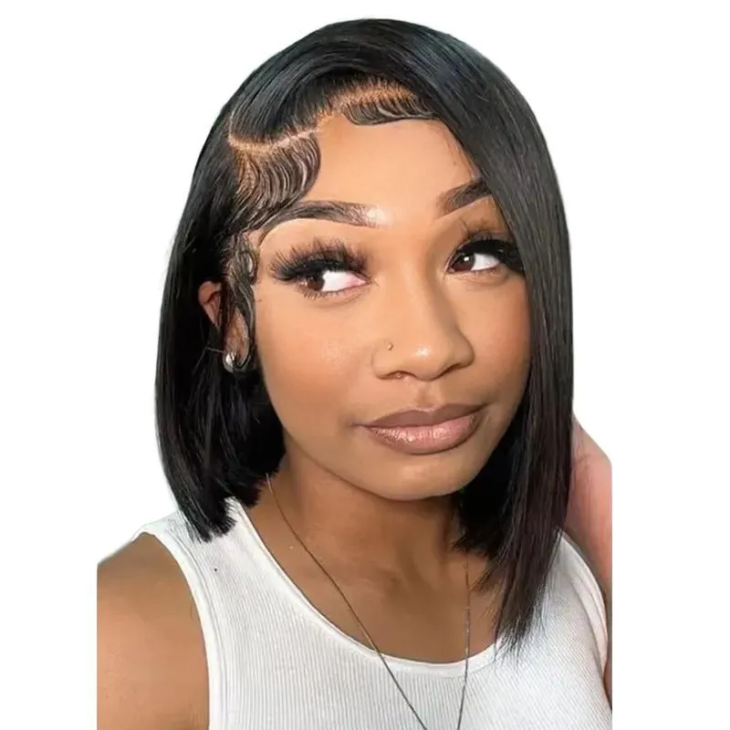 Geebuy 10Inch Straight 100% Brazilian Human Hair Wigs Short Bob Wig Gift