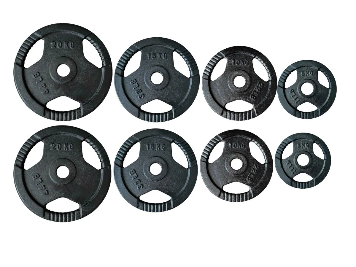 Tri-Grip Cast Iron Weight Plates - Fits Olympic Barbell - Set of 2