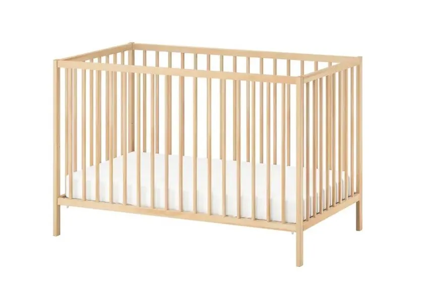 Natural Wooden Baby Cot Bed with Mattress - Modern Nursery Furniture