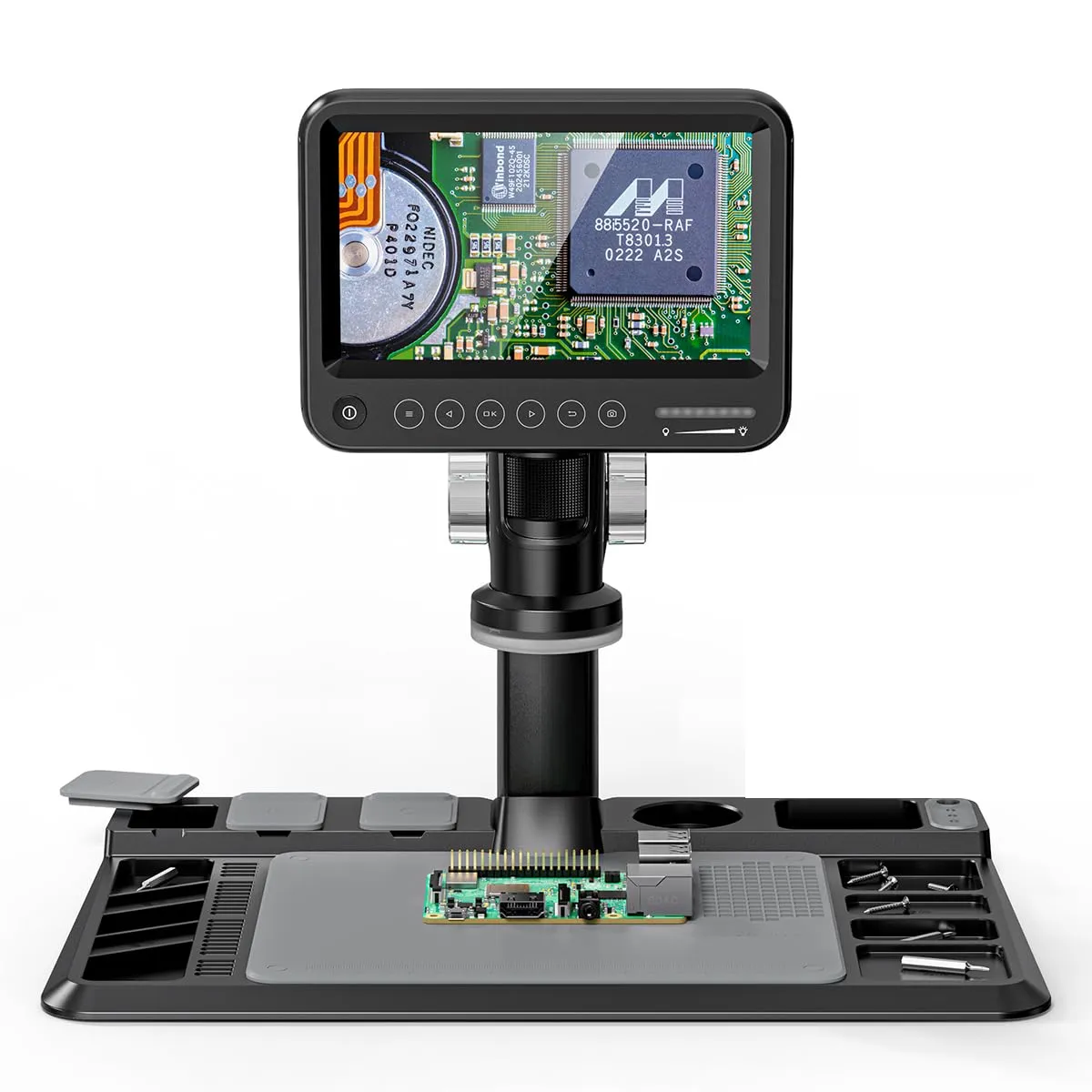 7" IPS Digital Microscope 1600X, Soldering Microscope with Touch Control