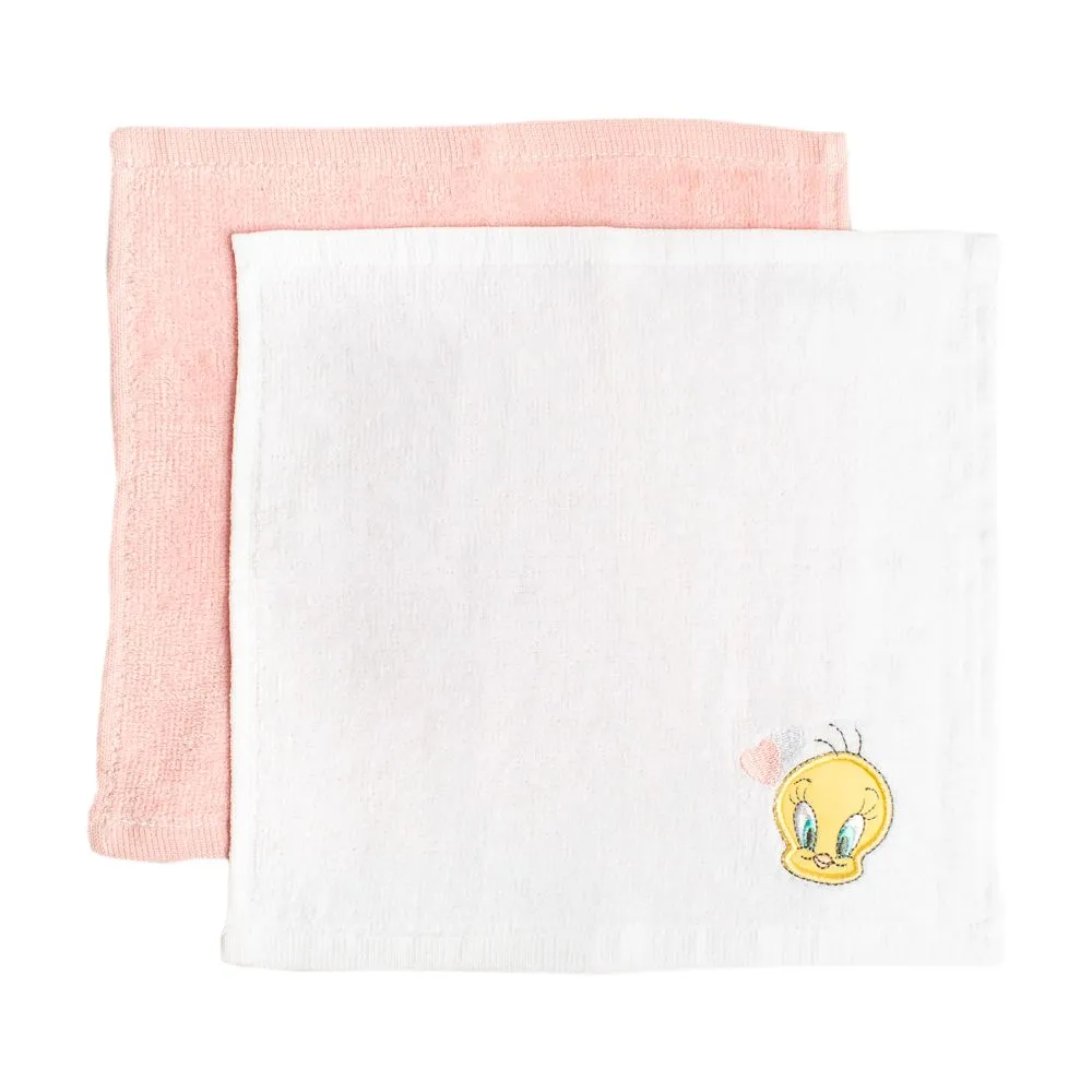 Baby Tweety 2 Pack Embroidered Face Cloth