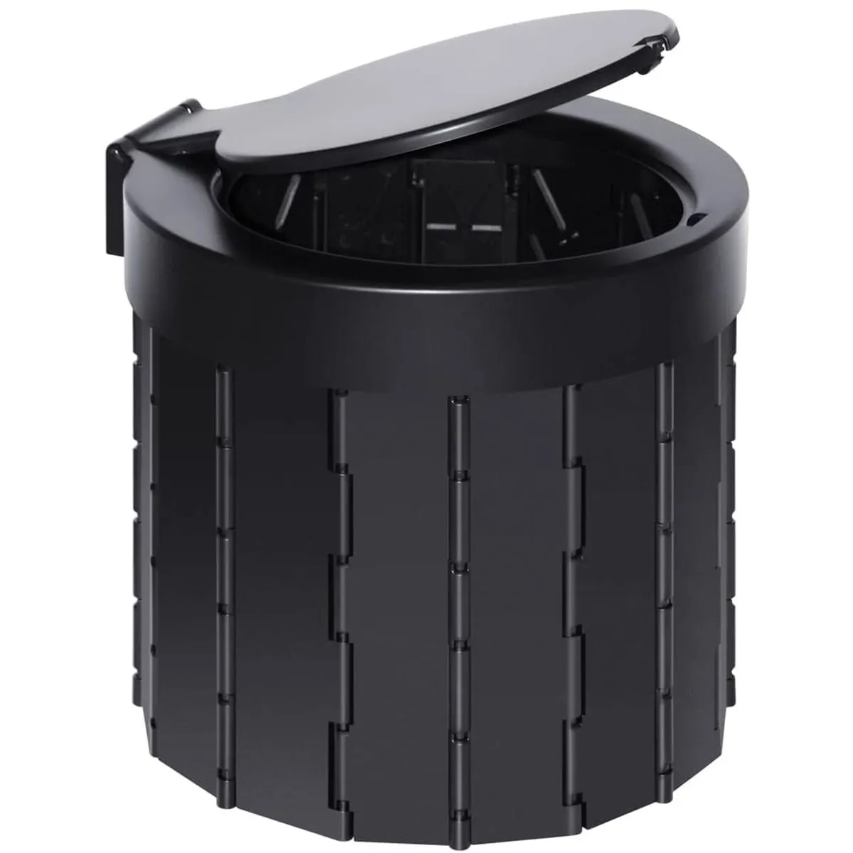 Foldable Toilet with Lid Travel Camping Potty Toilet with Cleaning Bags - Black