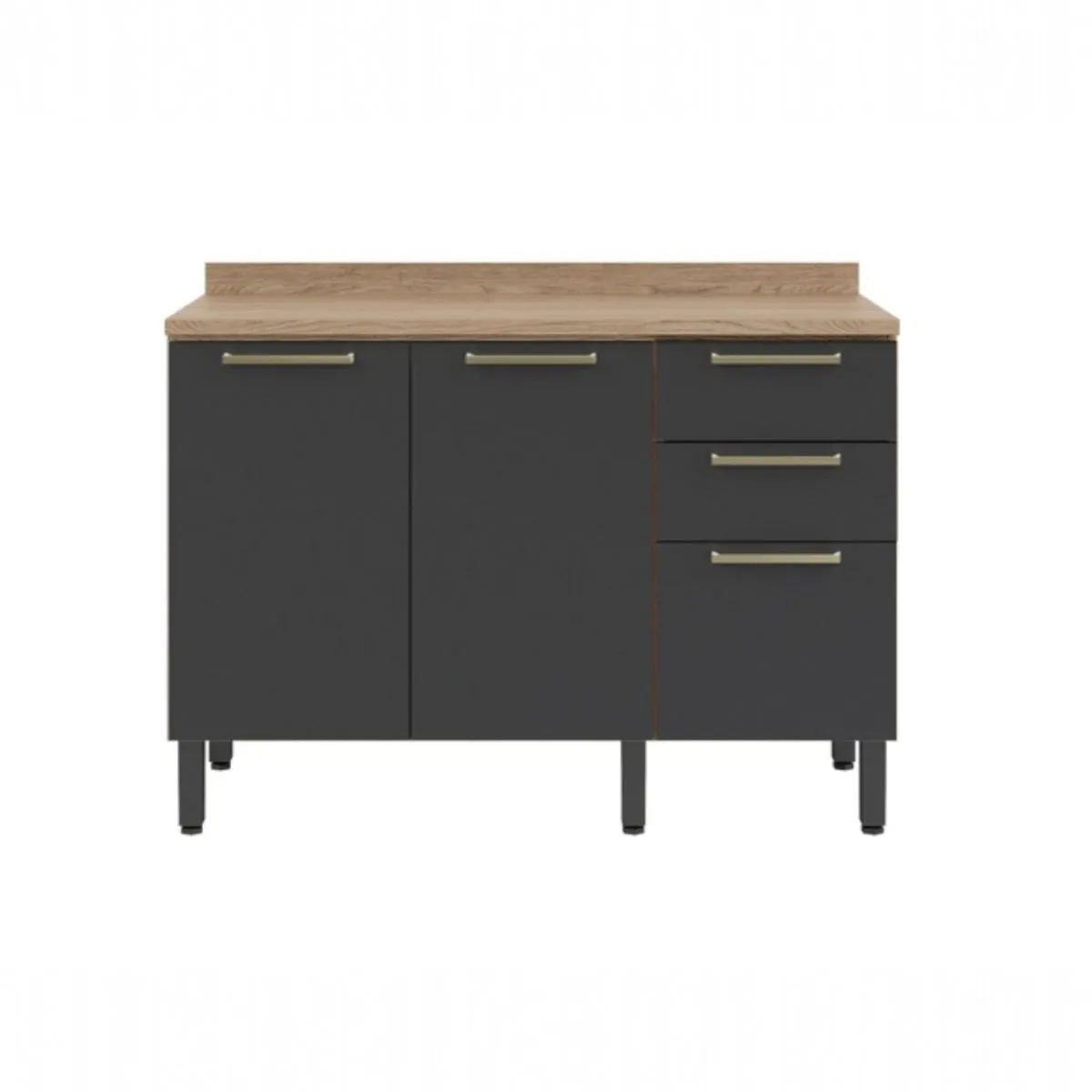 Kitchen 120cm Floor Unit - Light Oak-Graphite