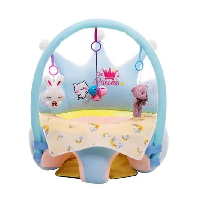 Baby Plush Chair Baby Seats Sofa With Game Pole - Crown - Blue