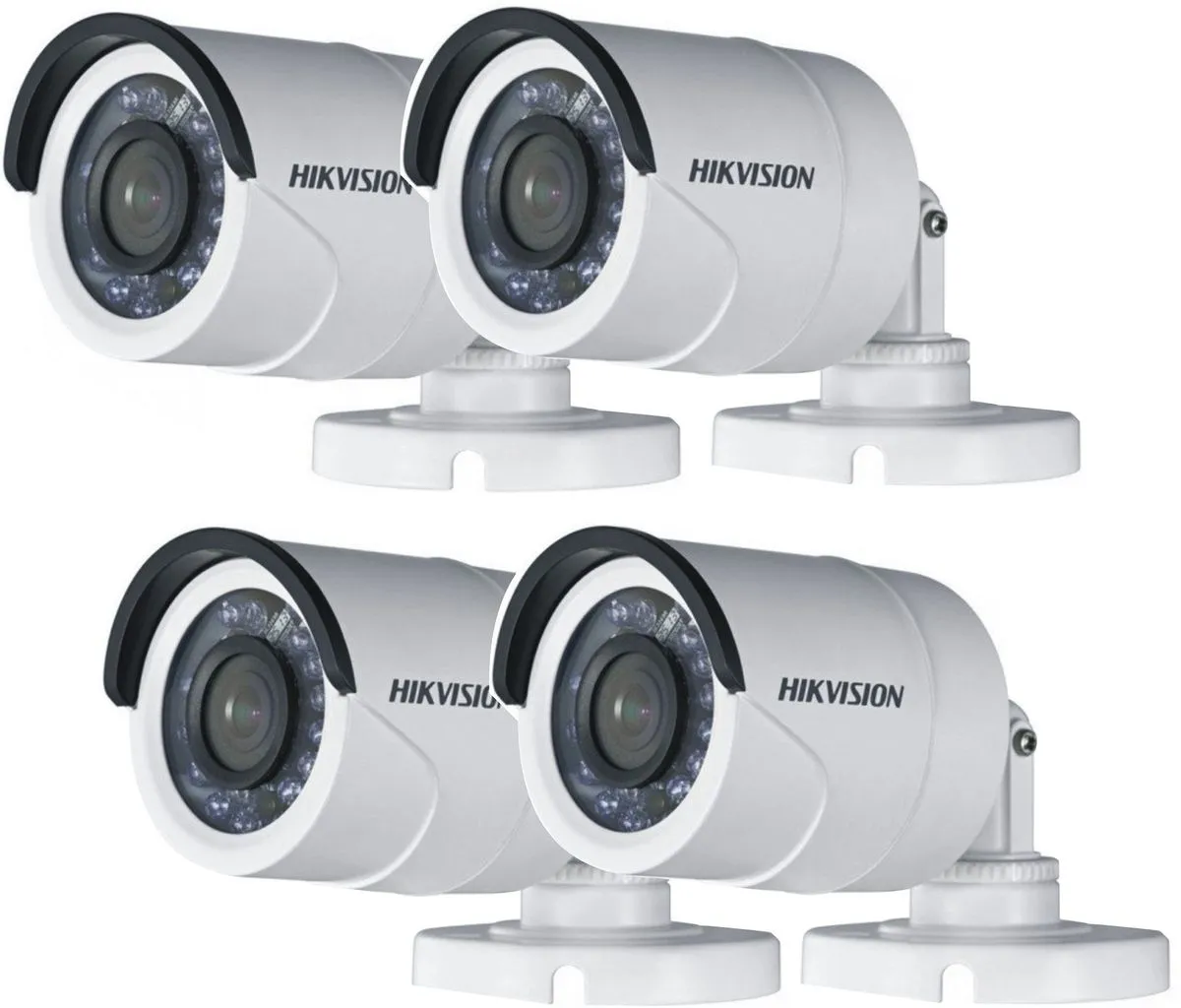 4 Hikvision 1Mp Bullet Camera Set For 4 Channel Analogue System