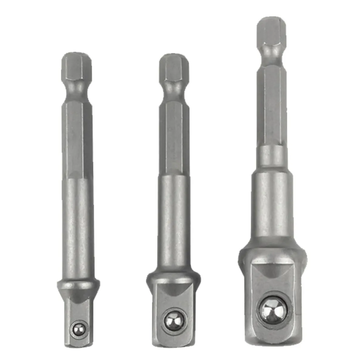 Hex Shank Socket Adapter Set 3Pcs Square Head Extension Bits for Wrench