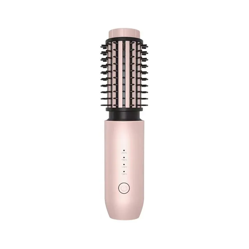 Cordless Heated Hair Brush 40mm, Wireless Curling Iron 4 Temp 7000mAh - Pink