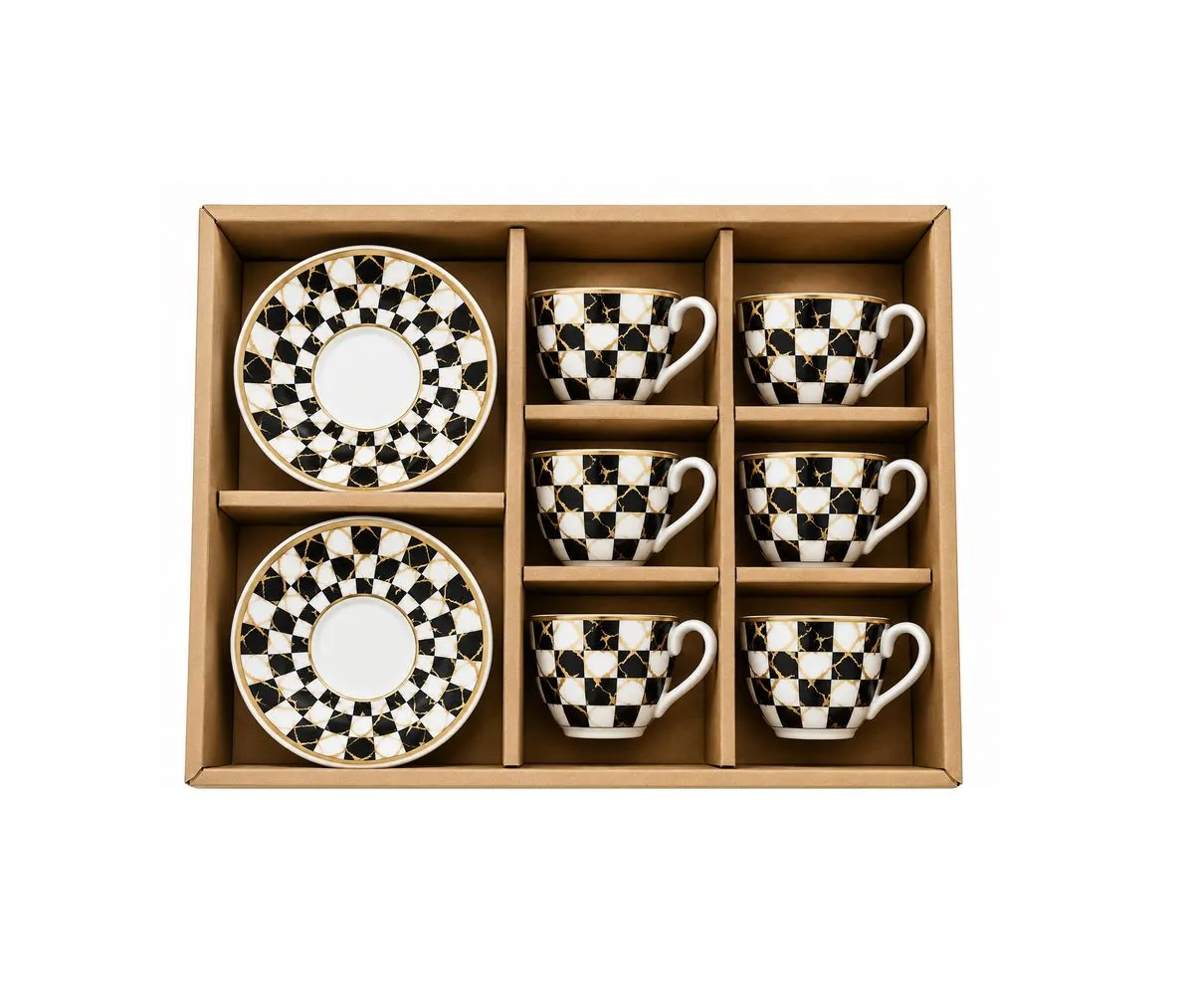 12-Piece Turkish Nordic Porcelain Espresso Coffee Tea Cup & Saucer Set