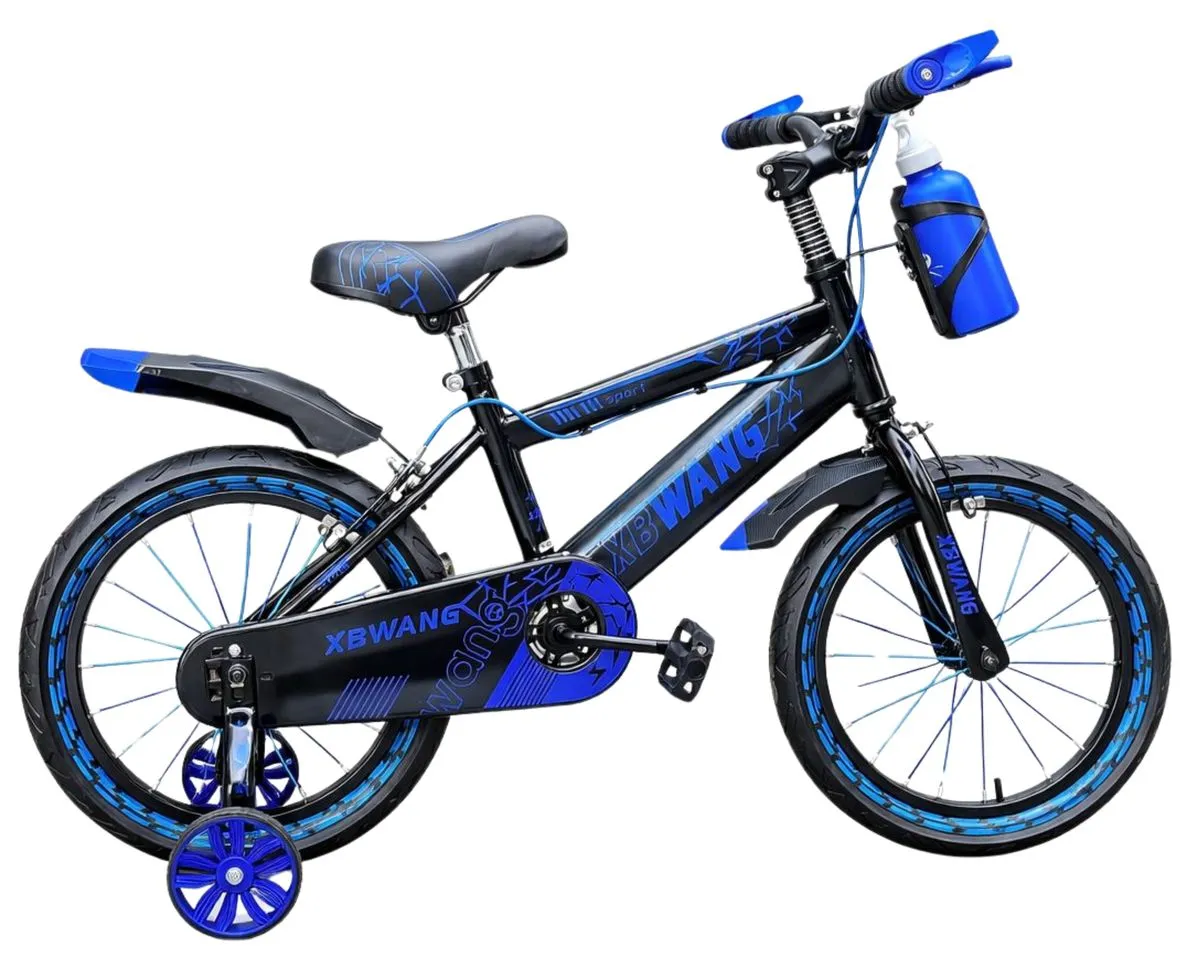 Kids Bike, Bicycle 16 Inch Tyres With Training Wheels - Blue