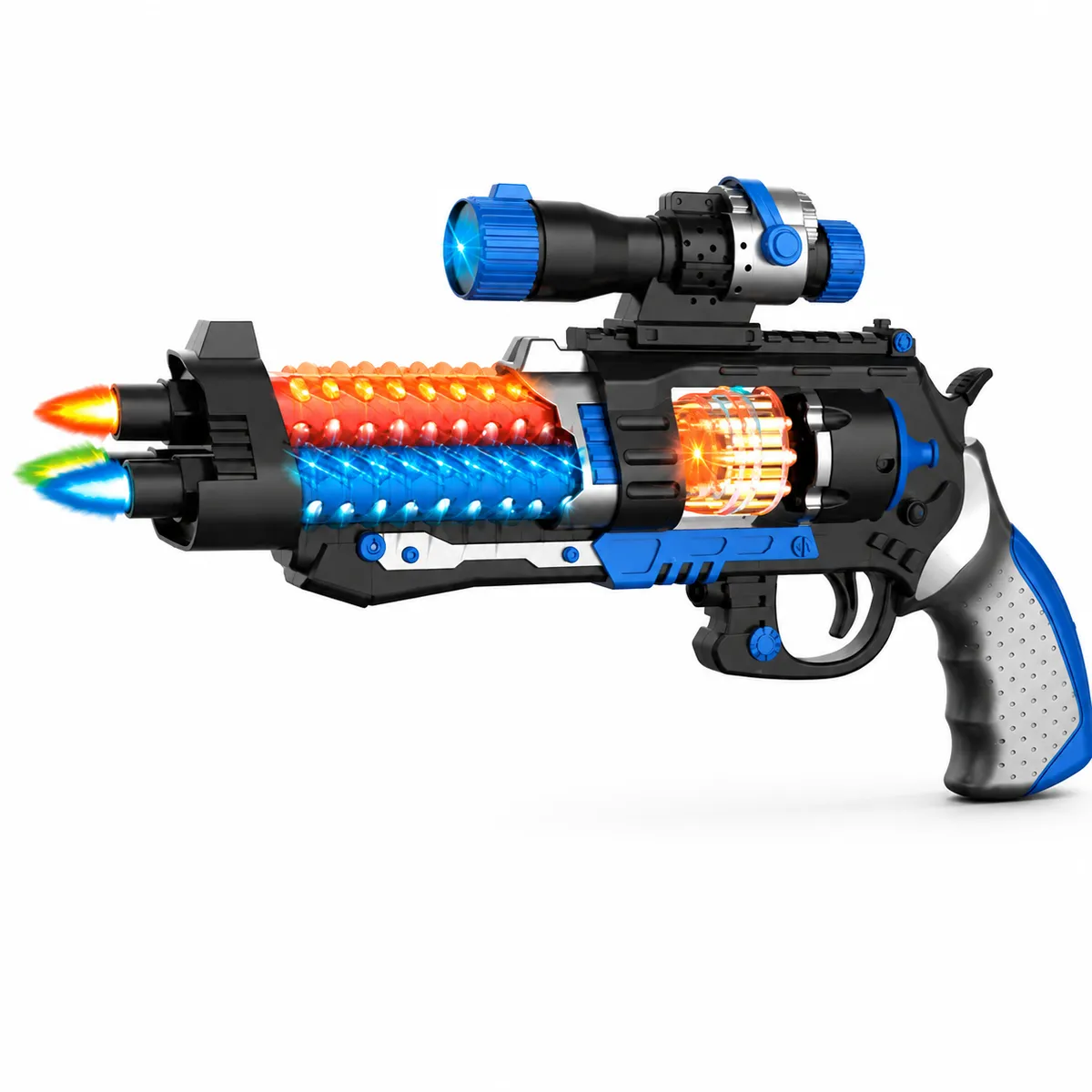 Kids Light-Up Musical Toy Blaster with Scope, Sound & LED Play Effects - Blue