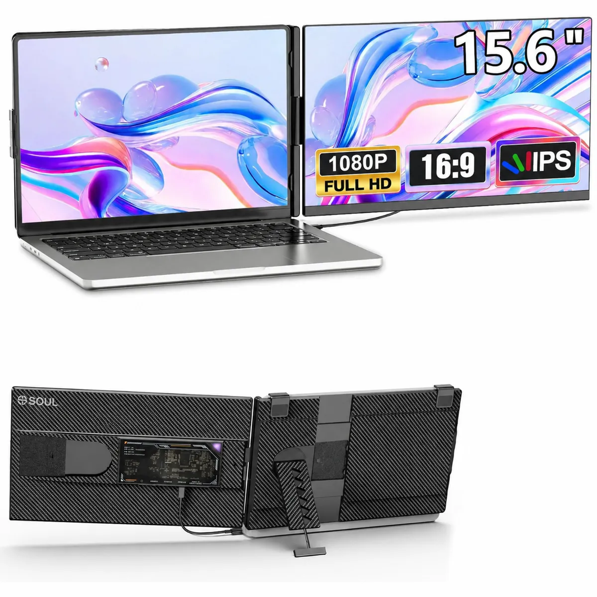 Soul Lifestyle P5 15.6" Dual Laptop Screen Extender Portable Monitor