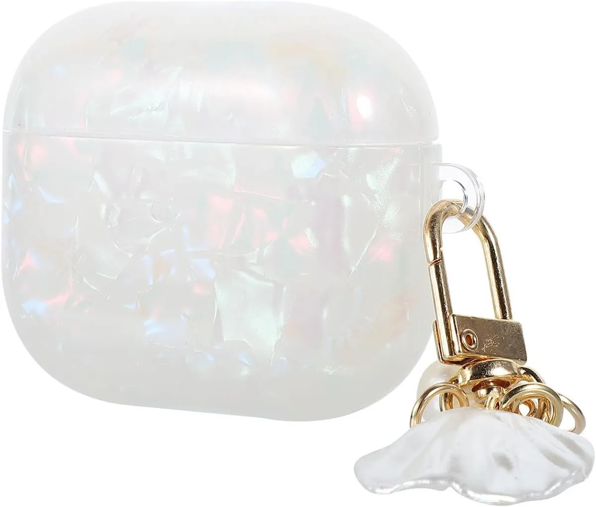Shell Pattern Earphone Case With Pearl Chain Case
