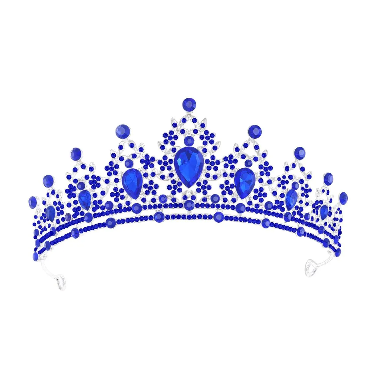 Crystal Tiara Crown Wedding Prom Party - Blue, Silver