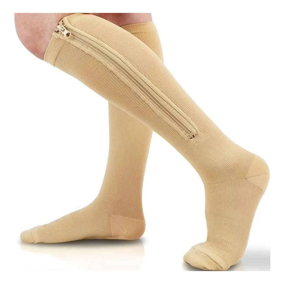 Unisex Closed Toe Compression Socks With Side Zip