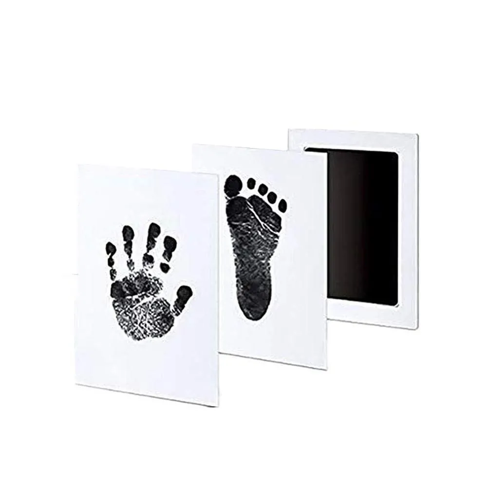 Touch Ink Pad Baby Handprints & Footprints Gift Stamp Memory Keepsake Frame - Black
