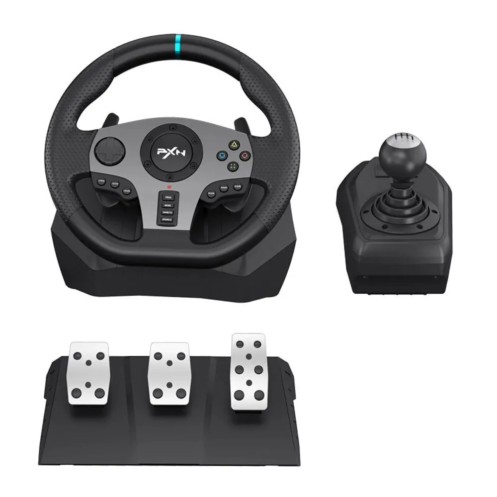 PXN V9 Gaming Steering Wheel 270-900 degree with 3 Pedals and Gear Shifter